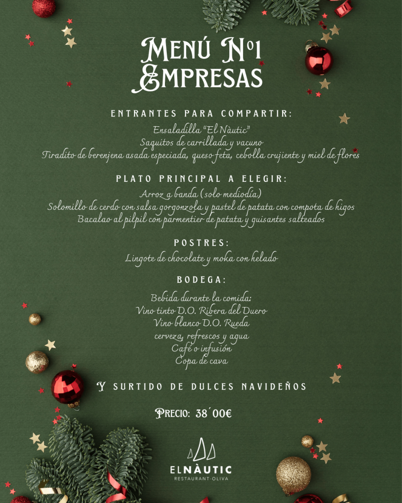 Menus de Navidad Empresas 1 Restaurante El Nautic Oliva