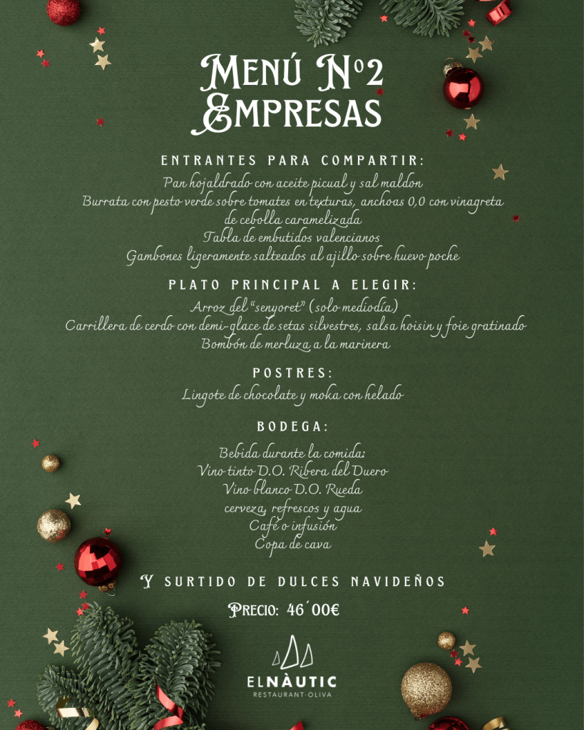 Menus de Navidad Empresas 2 Restaurante El Nautic Oliva