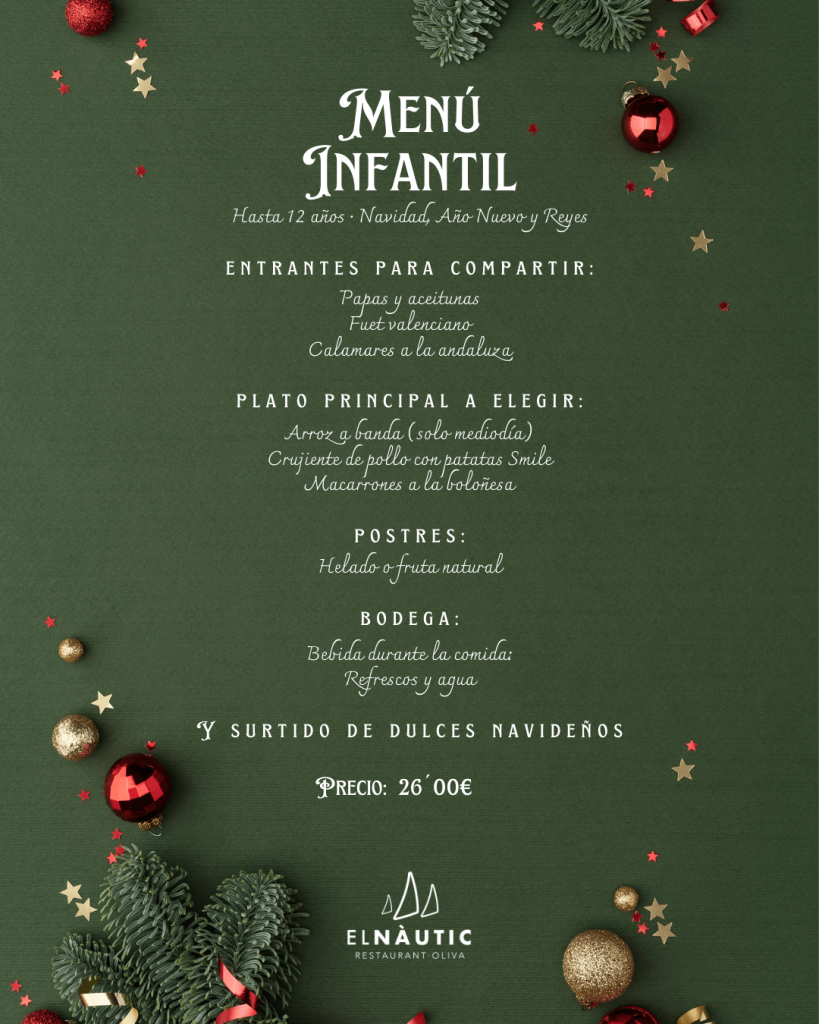 Menus de Navidad Infantil Restaurante El Nautic Oliva