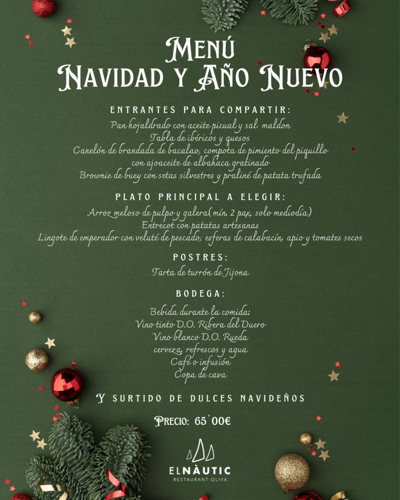 Menus de Navidad y Año Nuevo Restaurante El Nautic Oliva