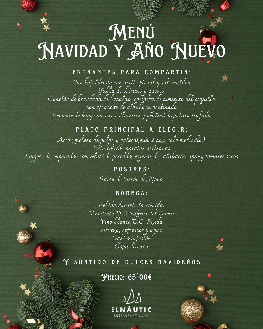 Menus de Navidad y Año Nuevo Restaurante El Nautic Oliva