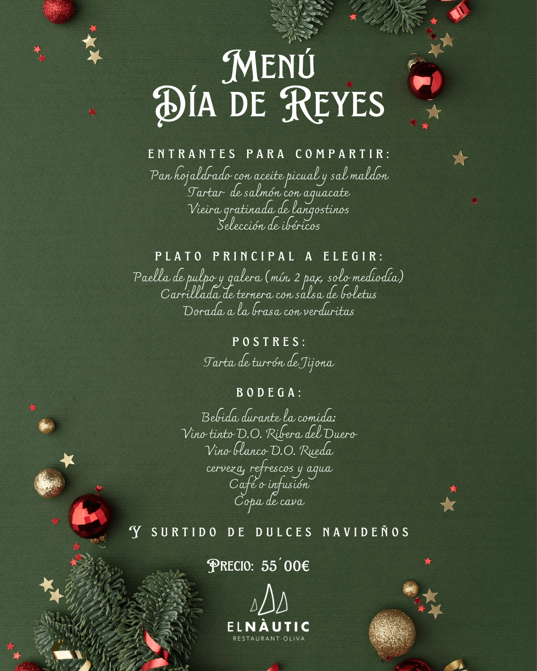 Menus de Reyes Restaurante El Nautic Oliva